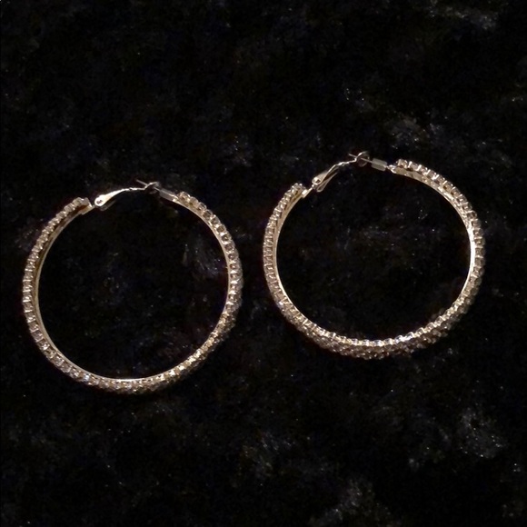 Tri Layer Crystal Hoops - Picture 3 of 4